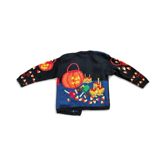VTG Alexandra Bartlett Eagle’s Eye Halloween Cardigan Sweater Pumpkins Fall PM - Picture 3 of 12